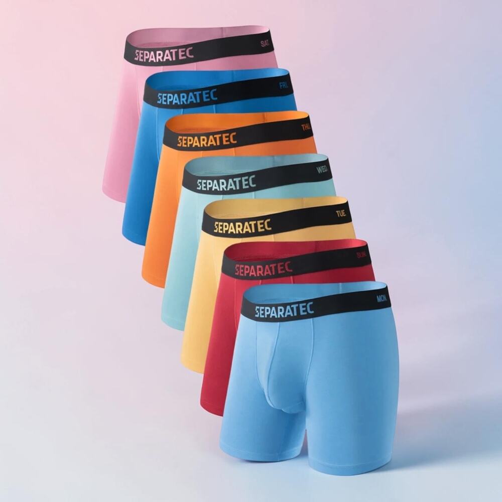 NWT Separatec Mens Assorted Colors Silk Touch Boxer Briefs 7 Pack